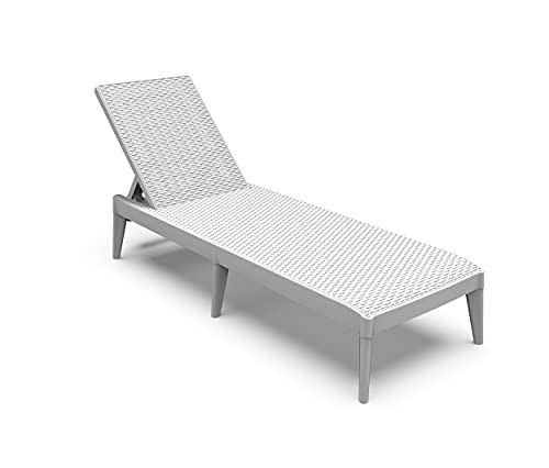 Toomax Lettino Numana prendi sole con effetto rattan, schienale regolabile, anti-UV, colore bianco
