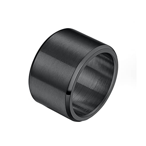 HIJONES Herren Edelstahl 15mm breit schlicht Statement Ehering großer Ring matt gebürstet Hip Hop schwarz Größe 68 HIJONES Herren Edelstahl 15mm breit schlicht Statement Ehering großer Ring matt gebürstet Hip Hop schwarz Größe 68