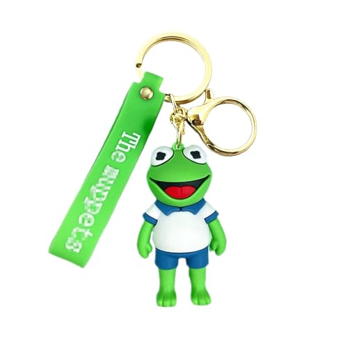 TLDXDOU Anime Cartoon Frog Mupt Kermt Silicone Keychain, Cartoon Silica Gel Key Ring for Women, Men