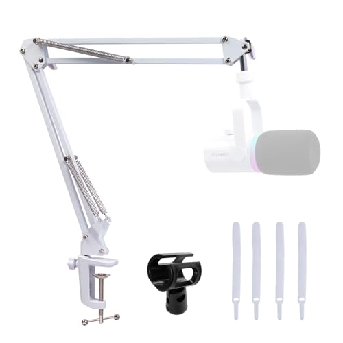 Bras de microphone réglable avec vis de 3/8" à 5/8" au design blanc épuré