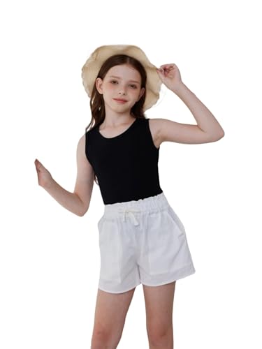 Floerns Girls 4 Piece Sleeveless Camisole Round Neck Solid Crop Tank Top4