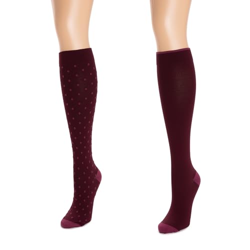Image of MUK LUKS Women's 2 Pair Pack Nylon Compression Knee High Socks