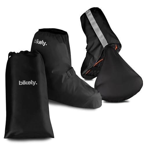 sweatness Fahrrad Regenüberschuhe Wasserdicht Inkl. Sattelbezug - Gr. 44-46 Schwarz mit Reflektoren...