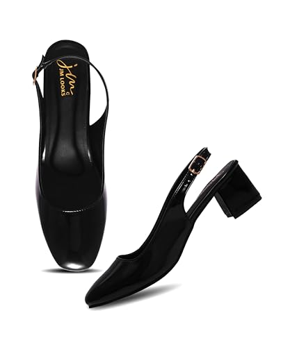 Image of JM LOOKS Women's Slingback Closed Toe Block Chunky Low Heel Pumps - 2. Inches Office Wedding Party Dress Shoes
