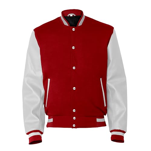Image of Baseball Wool Letterman Varsity Faux Leather Sleeve For Men | Wool Varsity Bomber Jacket