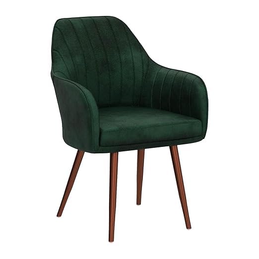Image of Nexon Chair Set of 2 Velvet Dining Chairs, Cushion Seat Chair for Living Room Bedroom Restaurant, Modern Contemporary Upholstered with Polished Rosegold Metal Legs (Green)