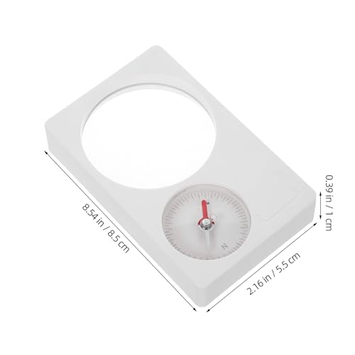 Brújula Mini 2-en-1 con Lupa de Plástico Blanco miniatura 2