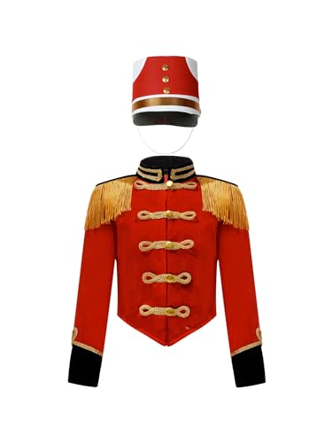 renvena Girls Ringmaster Circus Outfit Long Sleeve Tassel Jacket Coat Hat Set for Halloween Carnival