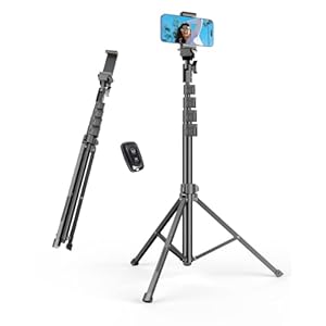 EMART 62’’ Cell Phone Tripod Stand, Adjustable Floor Cellphone Tri Pod Holder with Remote for iPhone and Android, Portable Compact Smartphone Selfie Stick for Video Recording Camera Ring Light Filming