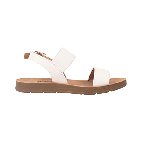 Girls Sandals Casual Open Toe Single Band with Elastic Ankle Strap Buckle Fashion Slide Flats RAIN-22