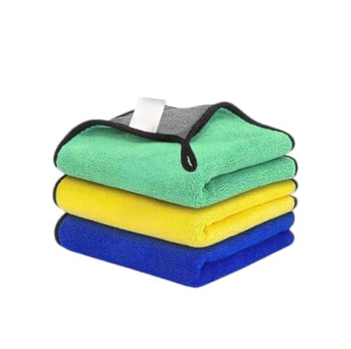 zivivz Car Accessices Cleaning 500 GSM Microfiber Towel for Car Cleaning and Detailing - Dual Sided, Extra Thick Plush Microfiber Cloth - 40cm x 40cm (Pack of 3)