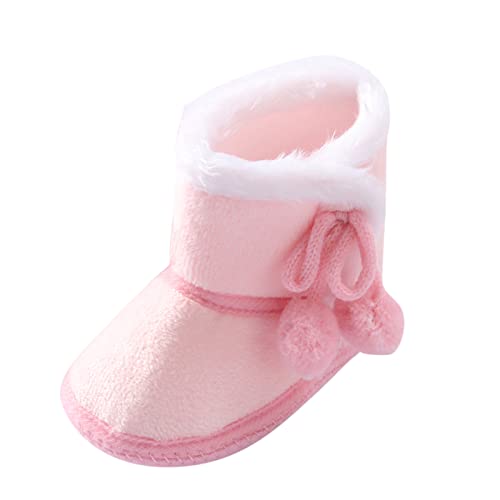 Toddler Baby Snow Boots Boys Girls Fleece Lined Ankle Winter Booties Infant Soft Sole Anti-Slip First Walking Shoes (Pink, 0-3 Months)