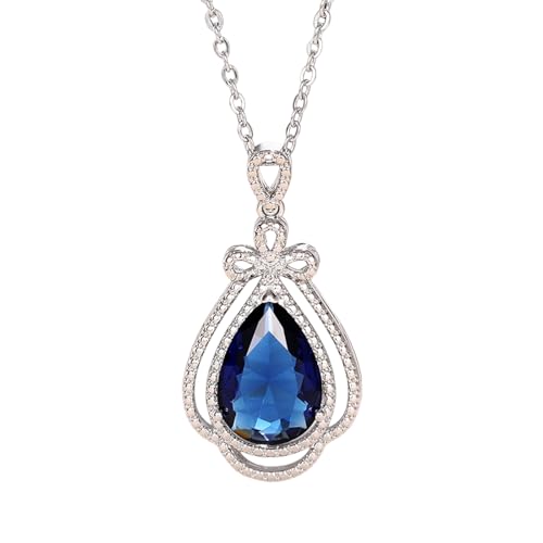 Collier cubique bleu élégant bijou de fête au tempérament raffiné
