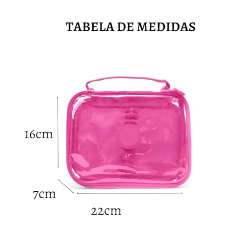 Estojo Escolar Juvenil Transparente Alça de Mão Porta Lápis Necessaire Bolsinha Cosmético Acessórios