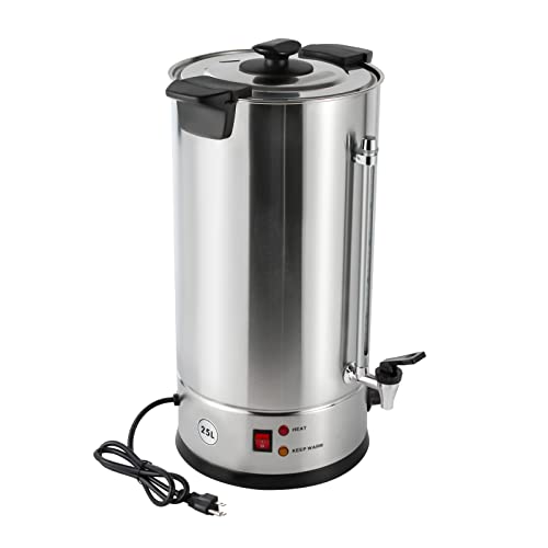 業務用コーヒー壺、3.9ガロンステンレススチール製大型コーヒーディスペンサー、蛇口とサーモスタット機能付き、水位ゲージとプラスチックフィルター付き熱湯壺、家庭用、パーティー用