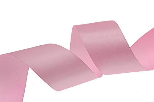 Image of ATRBB 25 Yards 1-1 /2 inch Pink Satin Ribbon for Gift Wrapping | Wedding, Bows, Colorfast Polyester Fabric Thick Ribbon for Bouquets Party Decor Crafts Handmade Flower DIY