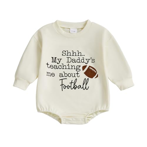 GOOCHEER Newborn Baby Boy Girl Football Outfit Letter Sweatshirt Bubble Romper Long Sleeve Bodysuit Clothes Fall Winter