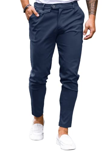 Image of Mens Chinos Slim Fit Pants Stretch Tapered Dress Pant Casual Trousers