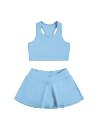 Image of SOLY HUX Toddler Girl's 2 Piece Workout Outfits Lightweight Crop Tank Tops and Skort Athletic Set