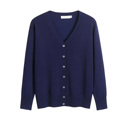 Maglione da donna in cotone mercerizzato con bottoni tinta unita con cardigan giacca termica per donna, Blu scuro, M Maglione da donna in cotone mercerizzato con bottoni tinta unita con cardigan giacca termica per donna, Blu scuro, M