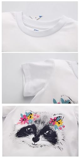 Image of Girls Short Sleeve Shirts Toddler Summer Top Kids Cotton Clothes 2-7 Years