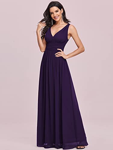 Image of Ever-Pretty Womens Bridesmaid Dress V-Neck Sleeveless A Line Chiffon Floor Length Formal Dress 09016