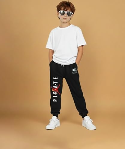 Image of KYDA KIDS 100% Cotton Track Pants for Boys | Premium Printed Soft Single Jersey Fabric | Elastic Waist Loose Fit Summer Full Length with Rib Hem (Pack of 2)