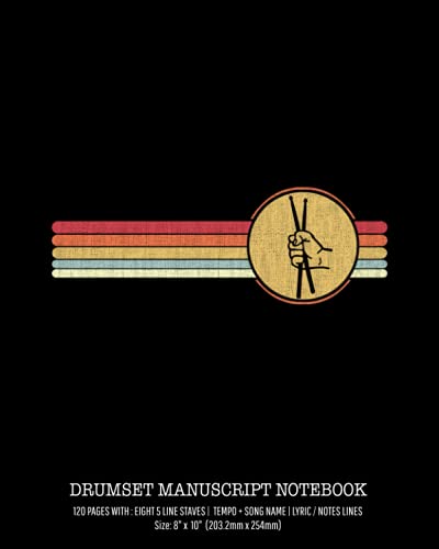 Drumset manuscript notebook: Drums blank sheet music notebook. Accessories for drum lover, drums Teacher & music Students. (8” x 10”, 120 pages) Ideal for musicians, percussionists and song writers image 2