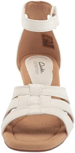 Clarks Women's Kyarra Joy Wedge Sandal, White Leather, 6 | Image 1