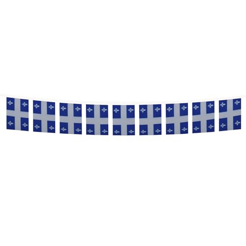 Image of AZ FLAG Quebec 6 meters BUNTING Flag 20 flags 9'' x 6'' - Canada - Canadian region of Quebec STRING flags 15 x 21 cm