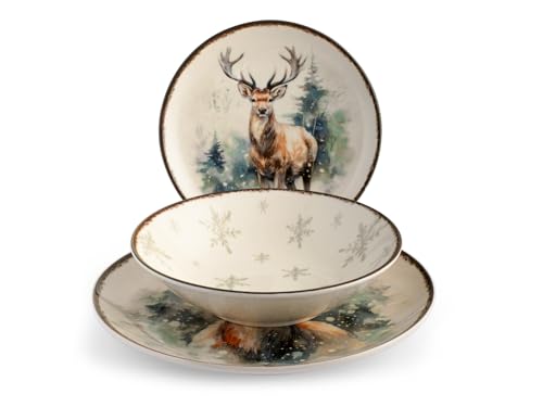 H&H Servizio Tavola Natalizio 18 Pezzi Alaska