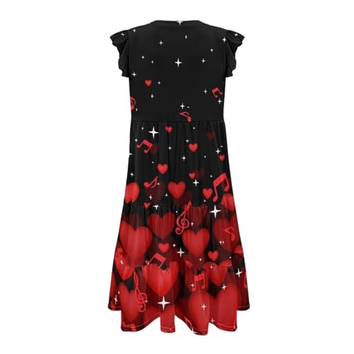 Image of Women's Casual Ruffle Sleeve Dress V Neck Pullover Dress Flowy A-Line Pleated Lightweight Dress with Pockets
