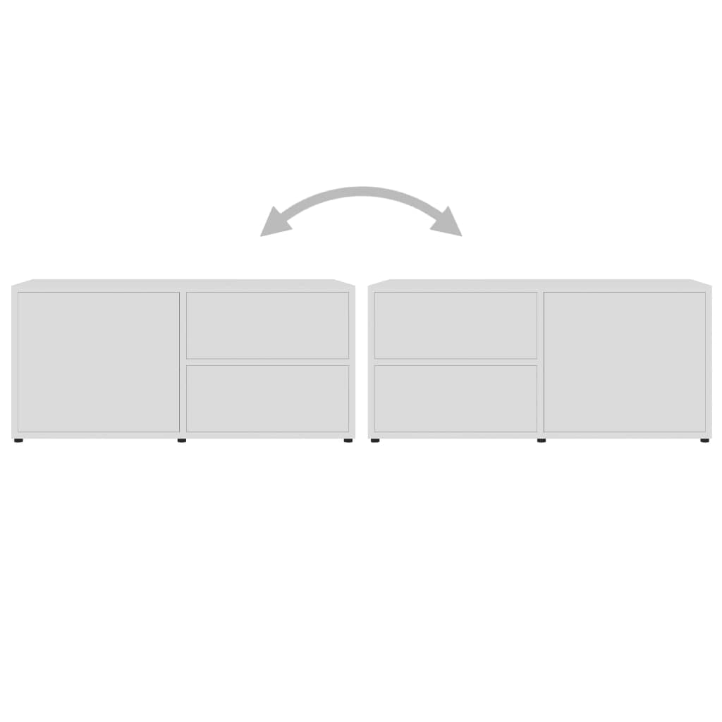 TV-Unterbau TV-Schrank Weiß 80x34x36 cm mit 2 Schubladen und 1 Fach mit Tür aus Holzwerkstoff, robuster TV-Seitentisch für Aufbewahrung von Zeitschriften und DVDs, einfach
