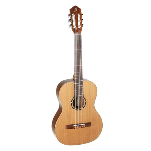 Ortega Guitars 6 String Family Series 7/8 Size Nylon Classical Guitar w/Bag, Right, Cedar Top-Natural-Satin, (R122-7/8)