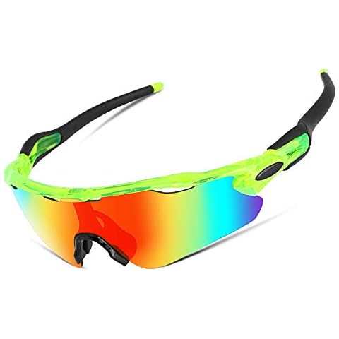 FEISEDY Sports Runing Sunglasses for Women Men, UV Protection TR90 Unbreakable Frame with 5 Interchangeable Lens Bike Fishing Golf Polarized Sun Glasses B2280 Cover