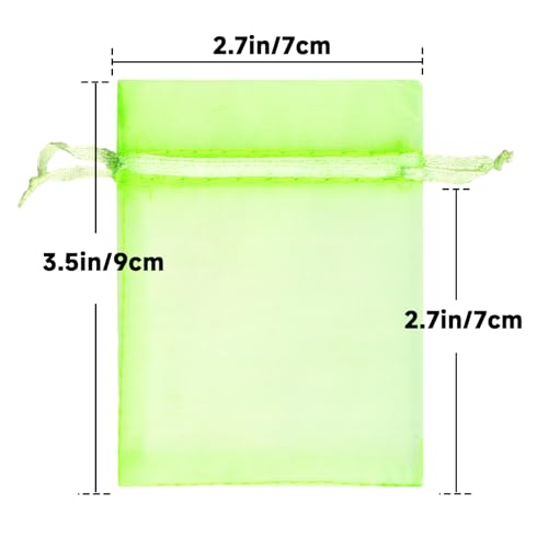 Image of joycraft 50Pcs Light Green Organza Bags - 2.7x3.5 In Sheer Jewelry Mesh Pouch, Small Party Favor Drawstring Pouch for Wedding, Birthday, Baby Shower, DIY Craft