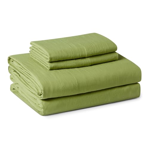 Amazon Basics King Bed Sheet 4-Piece Bedding Set Double Brushed Microfiber Ultra Soft Easy Care Green