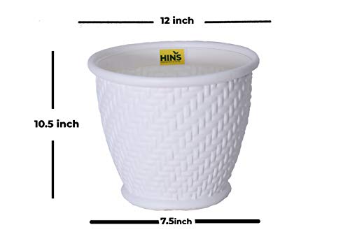 HINS 12 Inch Candy Pot Set of 10 For Indoor And Outdoor Gardening (White, 10) Gamla For Garden 12 Inch I 12 Inch Pots For Plants I Pots For Plants I Succulent Pot Empty I Plastic Tub For Gardening I Flower Pots For Garden Big Size 12 I Falawar Pot For Garden I Fiber Gamla I Plastic Pot I 12 Inch Pot I Flowwr Pot I Flowee Pots