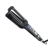 16MM Rizador de Pelo, Rizador Pelo Ondas con 5 Temperaturas con Temporizador Ajustable 100°C y 230°C, Pantalla LED, 2 Barriles Ondulador de Pelo Iónico, U Profundo Beach Waves Plancha Ondas