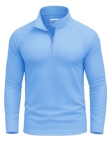 KINSWT Men's UPF 50+ Sun Shirts 1/4 Zip Long Sleeve UV Protection Quarter Zip Quick Dry Lightweight Golf Shirt