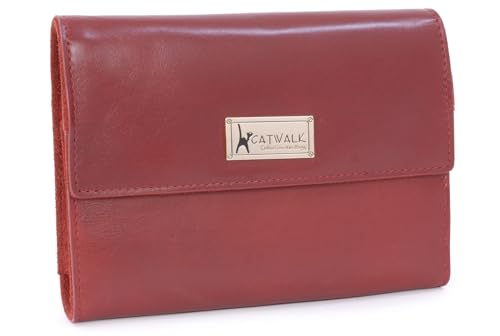 Catwalk Collection Handbags - Rotolo Portagioie in Pelle e Camoscio - Custodia Gioielli da Viaggio - Media/Grande - Confezione Regalo - Chanelle Rosso