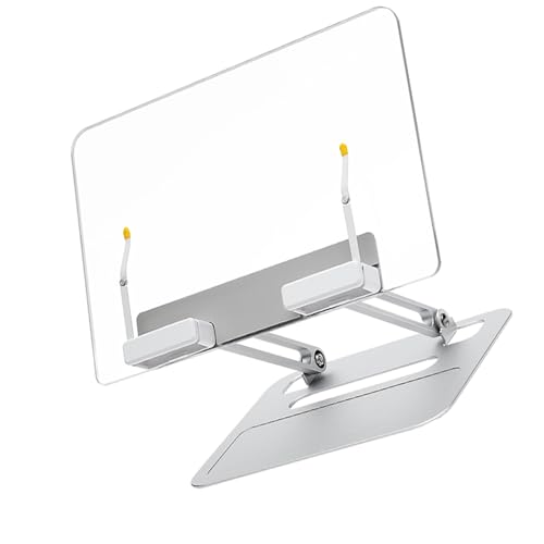 Reposalibros multiusos de aluminio con dos bisagras de 180°, plataforma acrílica plegable con capacidad para 9 libras, base antideslizante...