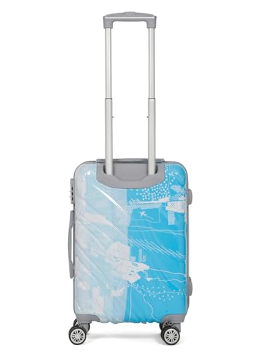 Image of Teakwood World Small 55 cm Cabin Size Trolley Bag Polycarbonate 360 Degree 8 Wheels Luggage Bag with TSA Lock, Adjustable Handle Trolley Bags for Travel, Suitcase for Travel | Blue
