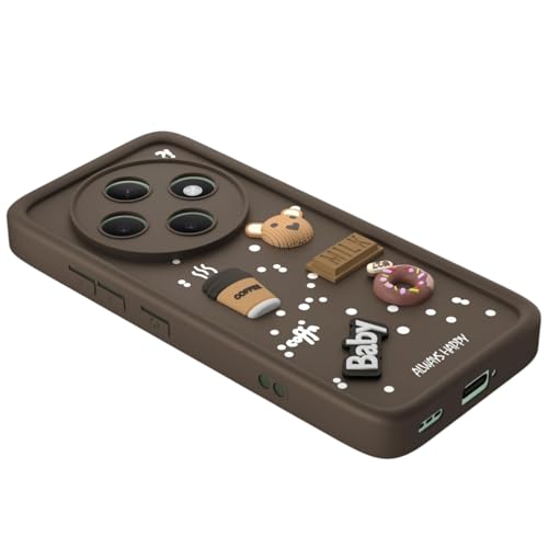 Image of Bintage CASE Cute Fun Taddy Cartoon 3D Ball Bear Milk Cake Coffee Silicon Case Full Body & Camera Protection Back Cover Compatible for Oppo F31 Pro 5G - Brown