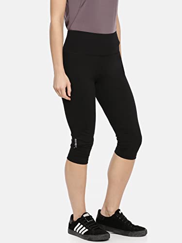 Image of Macrowoman W-Series Active Yoga Capris for Women with High-Rise Poly Cotton Stretch with Flat Waistband and Chafe-Free Fit