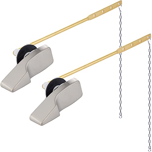 Hygie Rinse 2 Pack Universal Toilet Tank Flush Lever Replacement Compatible with American Standard Toilet, Front Mount Toilet Handle with Stainless Steel Flapper Chains (Brushed Nickel) Hygie Rinse 2 Pack Universal Toilet Tank Flush Lever Replacement Compatible with American Standard Toilet, Front Mount Toilet Handle with Stainless Steel Flapper Chains (Brushed Nickel)