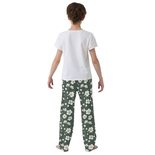 Flowers Long Pajama Pants Elastic Waist PJ Bottoms with Pockets S A1115974