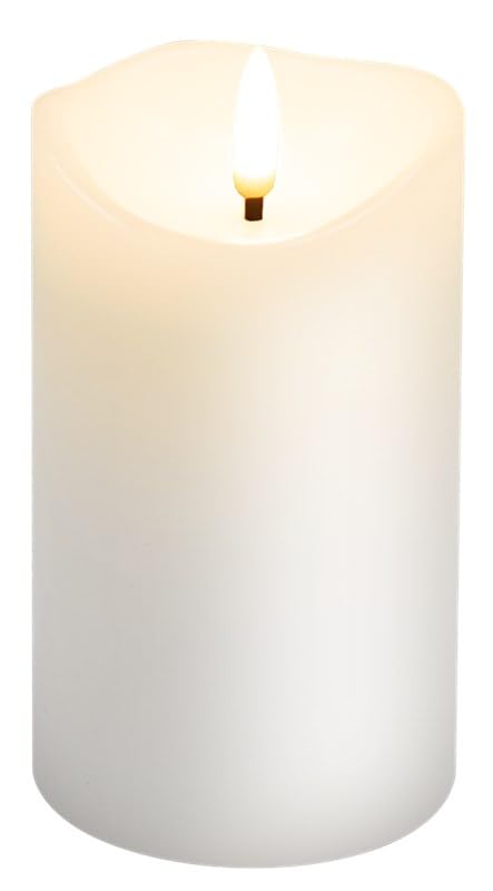 goobay Vela LED de cera real blanca, 7,5x12,5cm, luz cálida ,