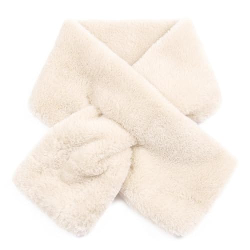 Womens Fur Collar Scarf, Faux Fur Scarves for Women, Neck Shrug for Spring Fall Winter Super Soft Cozy (Beige)