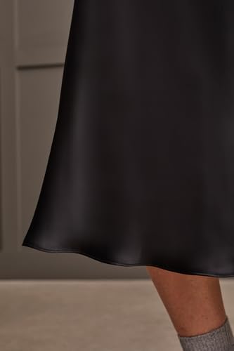 Tribal Women's Pull-on Matte Satin Flowy Midi Skirt with Elastic Waist4